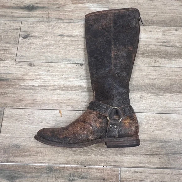 Frye Brown Tall Boots with Studded Strap - Picture 8 of 13